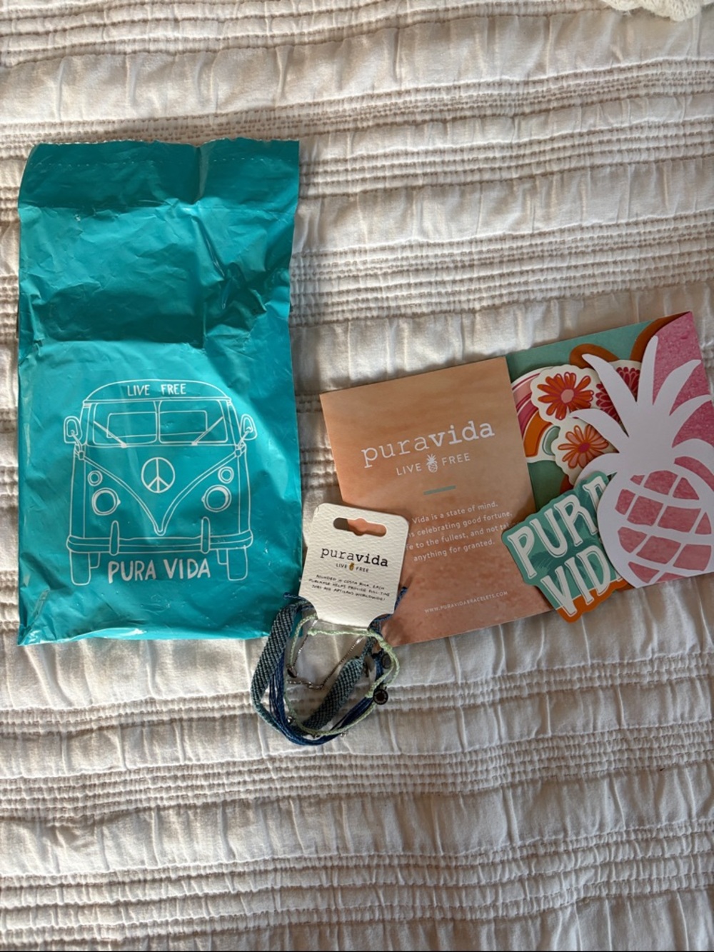 Pura Vida Teal Bracelet Gift Set with Sticker Pack